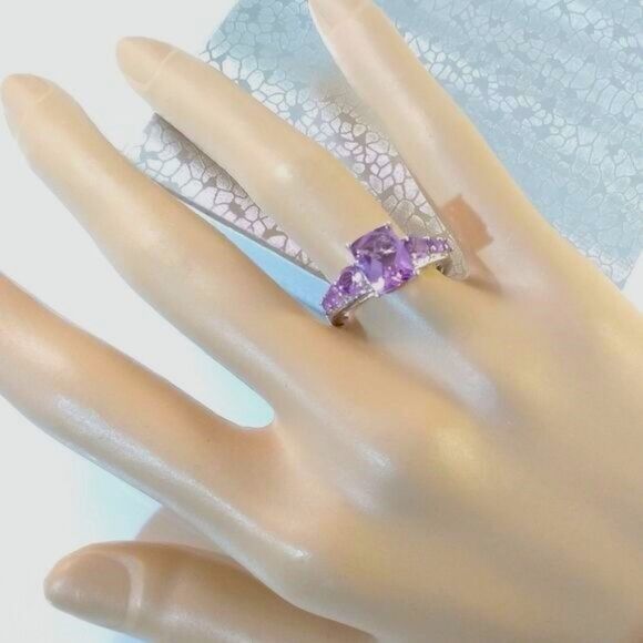 African Amethyst Ring Sterling Silver Size 9-1/4 - Picture 9 of 9